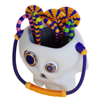 3d illustration of Halloweens skull and candy png