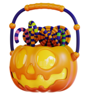 3d illustration of pumpkin and candy cans png