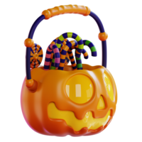 3d illustration of pumpkin and candy cans png