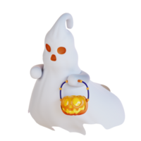 3d illustration of cute ghost and pumpkin png