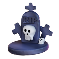 3d illustration of skull and grave png