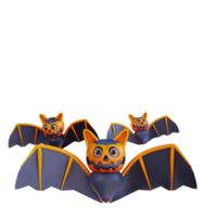 3d illustration of three Halloweens bats png