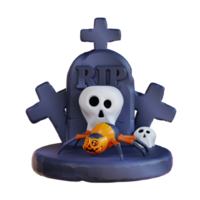 3d illustration of spider and grave png