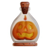 3d illustration of a pumpkin in a bottle png