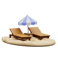 3d ilustración de playa silla y paraguas png