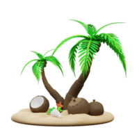 3d Illustration of coconut trees on the beach png