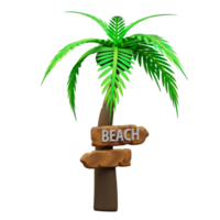 3d illustration of coconut trees and beach directions png