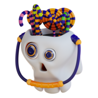 3d illustrazione di halloween cranio e caramella png