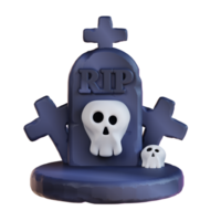 3d illustration of skull and grave png