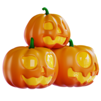 3d illustration de Trois Halloween citrouilles png