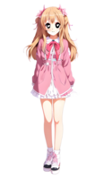 anime flickor skärande klistermärke png transparent bakgrund ai generativ