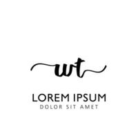 WT Initial Handwriting Template Design vector