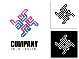 simple geometric logo design in gradient color vector
