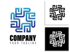 simple geometric logo design in gradient color vector