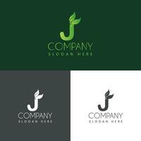 J letter with leaf creative logo design vector stock illustration