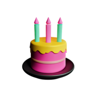 Birthday cake 3d rendering icon illustration png