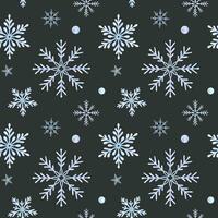Snowflakes. Watercolor seamless pattern. Decorative winter background with hand drawn snowflakes, snow, stars. For fabric, wrapping paper, scrapbooking, postcards, invitations, cards vector