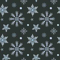 Snowflakes. Watercolor seamless pattern. Decorative winter background with hand drawn snowflakes, snow, stars. For fabric, wrapping paper, scrapbooking, postcards, invitations, cards vector