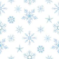 Snowflakes. Watercolor seamless pattern. Decorative winter background with vector