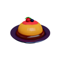 pudding with berries 3d breakfast icon png