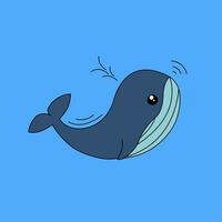 52 hz Illustration of a single whale on a blue background. Whale illustration, vector illustration.