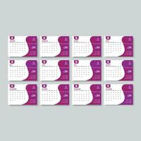 Desk calendar design 2024 template. vector