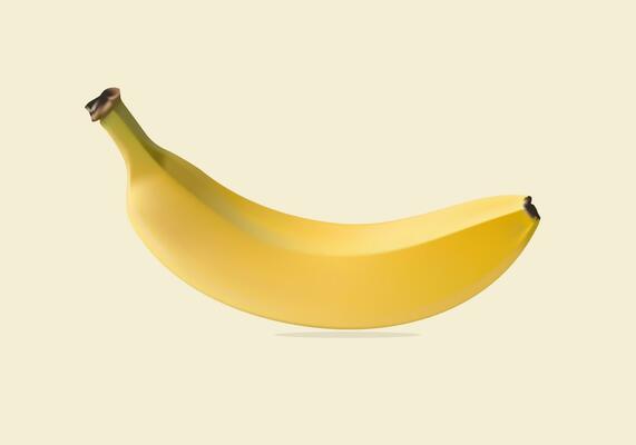 Banana vector, vector illustration of fruit isolated on light yellow background. Banana hand drawn