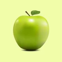 Green apple, fruit vector illustration Modern realistic style, apple on light green background.