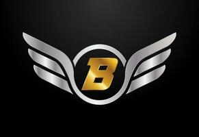 English alphabet B with wings logo design. Car and automotive vector logo concept