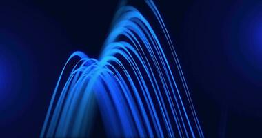 Abstract twisted lines with blurred background and light movement, waves from lines and particles in blue color, digital background, Swirl curves. Seamless loop 4k video. Screensaver animation video