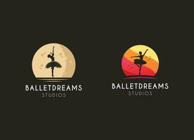 People playing ballet logo design. Ballet studios logo vector