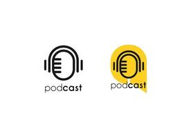 Podcast or Radio Logo design using Microphone and talk icon vector