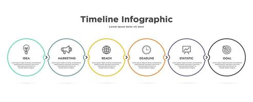 infographic template for business template. 6 options or steps whit thin line design. Vector illustration