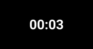 1-minute timer, time count from 60 seconds to 0, countdown, white numbers video