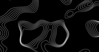 Abstract animated outline topographic contour map. Moving waves on black background. 4K looped animation. video