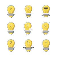 Cute light bulb character vector illustration