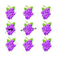 Cute grape character vector illustration