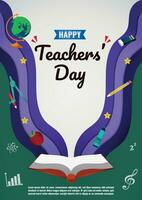 Poster Template Happy Teachers' Day Background V4 vector