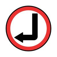 traffic road left turn sign vector. white background red design vector