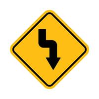 vector advertencia la carretera firmar tráfico No doblar. amarillo antecedentes negro diseño