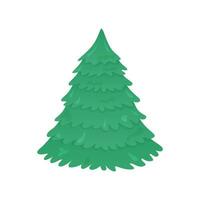 Fir tree isolated. Vector flat illustration. Green pine, coniferous spruce. Christmas symbol without decorations.