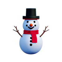 muñeco de nieve 3d de navidad con ilustración de sombrero negro png