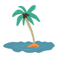 exótico Coco palma en un playa. vector ilustración en blanco antecedentes en un dibujos animados estilo. adecuado para impresión en papel productos, textiles.