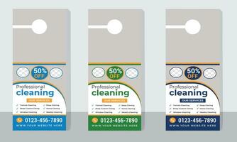 Modern  Cleaning service door hanger template design, business door hanger or plumbing services door hanger rack card Dl flyer vector layout