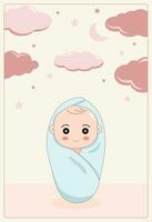 bebé ducha invitación con dibujos animados tarjeta, es un chico. es un chica, vector ilustración