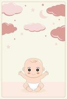baby shower invitation with cartoon card, It's a boy. It's a girl, Vector illustration