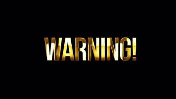 Animation of Warning cinematic trailer title golden glittering text video