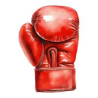 Red Boxing Glove Isolated Hand Drawn Watercolor Painting Illustration vector