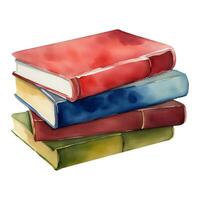 Stack of Colorful Books Isolated Hand Drawn Watercolor Painting Illustration vector