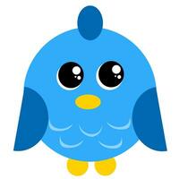 vector illustration of cute blue bird cartoon with big eyes